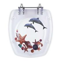 Tampa de Vaso Poliéster Decorada Golfinho e Conchas Perola para louça Pettra