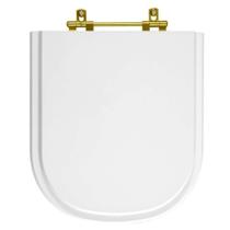 Tampa de Vaso Poliéster Life Branco para bacia Celite com Ferragem Dourada