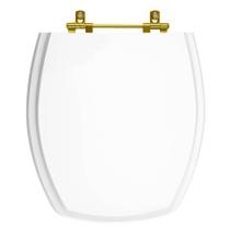 Tampa de Vaso Poliester Thema Branco para bacia Incepa Com Ferragem Dourada Tampa de Vaso Poliester Thema Branco para bacia Incepa Com Ferragem Dourada