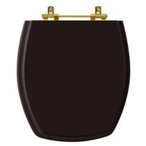 Tampa de Vaso Poliéster Thema Preto para bacia Incepa com Ferragem Dourada Tampa de Vaso Poliéster Thema Preto para bacia Incepa com Ferragem Dourada