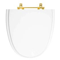 Tampa de Vaso Poliéster Up Branco para bacia Celite com Ferragem Dourada