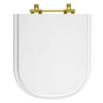 Tampa de Vaso Poliester Vogue Plus Branco para bacia Deca Com Ferragem Dourada Tampa de Vaso Poliester Vogue Plus Branco para bacia Deca Com Ferragem Dourada
