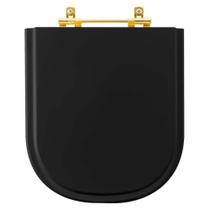 Tampa de Vaso Poliéster Vogue Plus Preto para bacia Deca com Ferragem Dourada