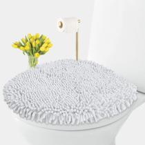 Tampa de vaso sanitário LuxuRux Plush Chenille Microfiber White Tampa de vaso sanitário LuxuRux Plush Chenille Microfiber White