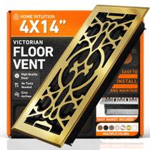Tampa de ventilação de piso, registro de piso, latão polido vitoriano de 4 x 14 polegadas Tampa de ventilação de piso, registro de piso, latão polido vitoriano de 4 x 14 polegadas
