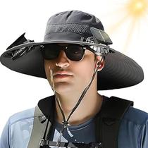 Tampa de ventilador solar, caminhada ao ar livre, acampamento, pesca, cinza impermeável