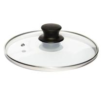 Tampa de Vidro 24 cm com Borda de Aço Inox e Pomel com Saida para Vapor Preto Tampa de Vidro 24 cm com Borda de Aço Inox e Pomel com Saida para Vapor Preto