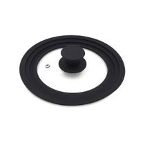 Tampa De Vidro Adaptável Com Bordas Em Silicone 16-18-20cm Tampa De Vidro Adaptável Com Bordas Em Silicone 16-18-20cm
