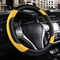 Tampa de volante de carro szttswamp Leather Black & Yellow
