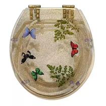 Tampa do Vaso Convencional Dourado Glitter Ferragem Dourada