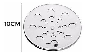 Tampa Grelha Ralo Aço Inox C/ Fecho Redonda 100mm