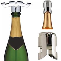 Tampa Para Champagne Espumante Rolha Inox Design De Luxo - Inox - SPM