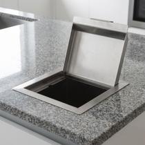 Tampa para Lixeira Embutida em Aço Inox Escovado para Cozinha Gourmet