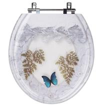Tampa para Vaso Deca Convencional Branco com Borboleta Azul