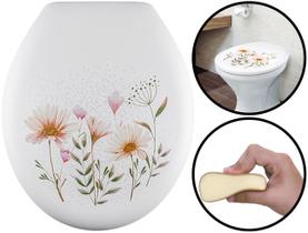 Tampa Para Vaso Sanitário Oval Assento Almofadado Estampa Floral Encaixe Universal Atlas Tampa Para Vaso Sanitário Oval Assento Almofadado Estampa Floral Encaixe Universal Atlas