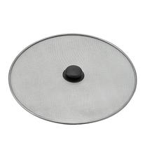 Tampa Protetora Para Fritura Antirespingo 33cm Aço Inox Com Pegador