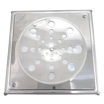 Tampa Ralo 10cm Quadrado Grelha Para Banheiro 10x10 Em Aço Inox Completa Com Sistema Abre e Fecha