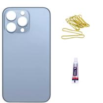 Tampa Traseira De Vidro Para ip 13 Pro Azul Cola 3ml