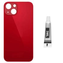 Tampa Traseira De Vidro Para Iphone 14 Vermelho + Cola 3ml Tampa Traseira De Vidro Para Iphone 14 Vermelho + Cola 3ml