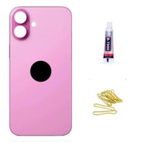 Tampa Traseira De Vidro Para iPhone 16 Rosa + Cola 3ml Tampa Traseira De Vidro Para iPhone 16 Rosa + Cola 3ml