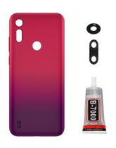 Tampa Traseira Motorola Moto E6s Rosa com botoes + Lente e Cola