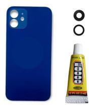 Tampa Traseira Para ip 12 Azul Lente Cola 3ml