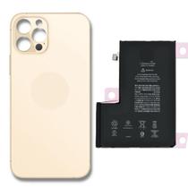 Tampa Traseira Para ip 12 Pro Mx Dourado Bateria