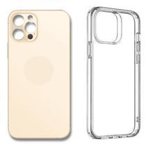 Tampa Traseira Para ip 12 Pro Mx Dourado Capa Película