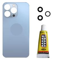 Tampa Traseira Para ip 13 Pro Mx Azul Lente Cola 3m Tampa Traseira Para ip 13 Pro Mx Azul Lente Cola 3m