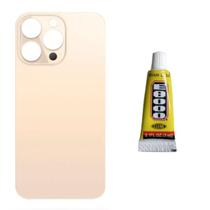 Tampa Traseira Para ip 13 Pro Mx Dourado Cola 3ml