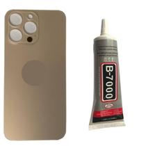 Tampa Traseira Para Ip 14 Pro Mx Dourado Cola 110ml