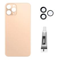Tampa Traseira Para Iphone 11 Pro Dourado + Lente + Cola 3ml