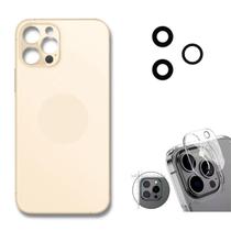 Tampa Traseira Para Iphone 12 Pro Dourado + Lente + Película Cãmera Tampa Traseira Para Iphone 12 Pro Dourado + Lente + Película Cãmera