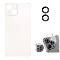 Tampa Traseira Para iPhone 14 Branco + Lente Câmera + Película Câmera