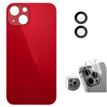 Tampa Traseira Para Iphone 14 Vermelho + Lente + Película Câmera