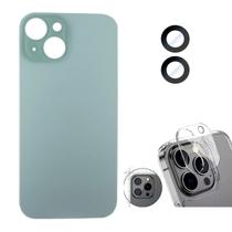 Tampa Traseira Para iPhone 15 Verde + Lente + Película Câmera