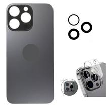 Tampa Traseira Para iPhone 16 Pro Preto + Lente + Película Da Câmera Tampa Traseira Para iPhone 16 Pro Preto + Lente + Película Da Câmera