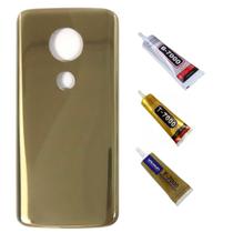 Tampa Traseira Para Moto G6 Play Dourado + Cola 110ml