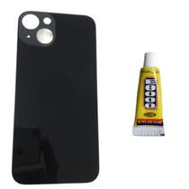 Tampa Traseira Vidro Para iP 13 Preto Cola 3ml