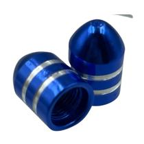Tampa Valvula Alum. Bike Carro Moto Bico Pneu Par Azul