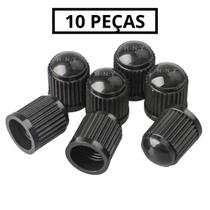 Tampa Válvula Bico Pneu Preto Carro Moto Plástico 10 Peças