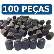 Tampa Válvula Bico Pneu Preto Carro Moto Plástico 100 Pçs