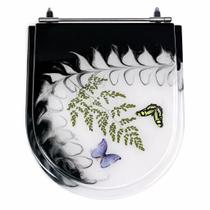 Tampa Vaso Calypso Incepa Decorada em Resina Preto Branco Borboleta Alta Qualidade e Acabamento Pre Tampa Vaso Calypso Incepa Decorada em Resina Preto Branco Borboleta Alta Qualidade e Acabamento Pre