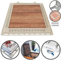Tampão 80 x 80 CM Rebaixado e Articulado com Grelha para Casa de Máquinas de Piscinas 3179 Bege GDA