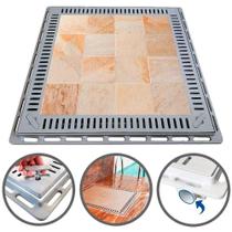 Tampão 80x80 Simples Rebaixado Com Grelha Cinza Martelado 3159 GDA