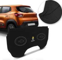 Tampão Porta Malas Kwid 2017 a 2021 Carpete Preto Furos Alto Falante 6x9 Bagagito + Cordinha