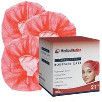 Tampas Bouffant descartáveis Medical Nation, tamanho 21, vermelhas x 1000
