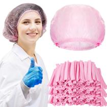 Tampas bouffant descartáveis Yahenda, 500 unidades, rosa, 53 cm