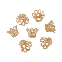 Tampas De Bead End Para Joias DIY Em Prata Antiga, Ouro E Bronze, 100 Peças, Flor Oca Trombeta