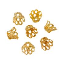 Tampas De Bead End Para Joias DIY Em Prata Antiga, Ouro E Bronze, 100 Peças, Flor Oca Trombeta